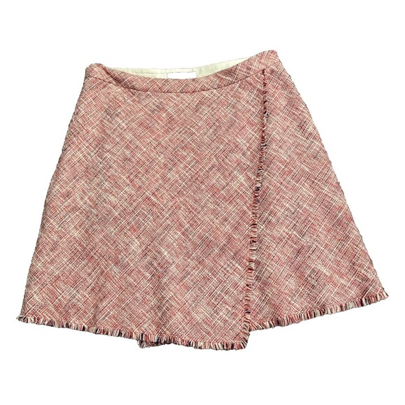 Banana Republic Wrap Skirt SIZE 6 Tweed Fringe Preppy Academia - Picture 1 of 9